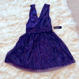 Lulus Ailey Blue and Pink Skater Dress, size M